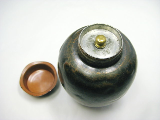 時代 銅製 水注 平寿堂製 鎚起葡萄紋 約2kg 茶道具 送料込み251219