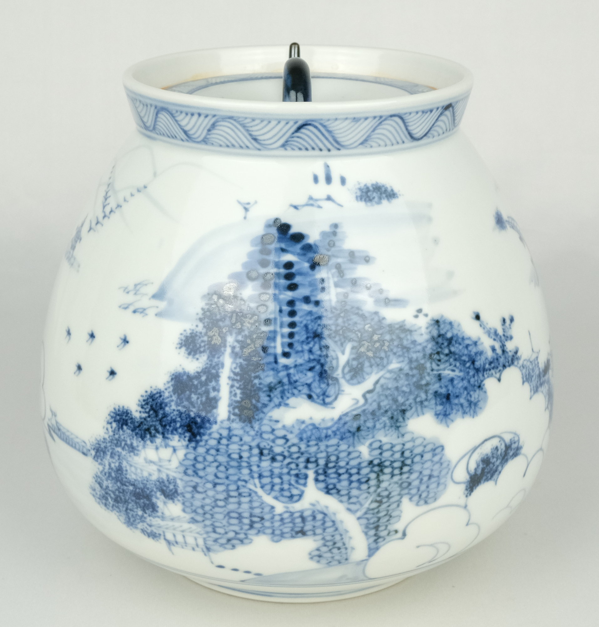 栗山園オンライン通販部 / 【出物】 膳所焼染付近江八景絵芋頭水指
