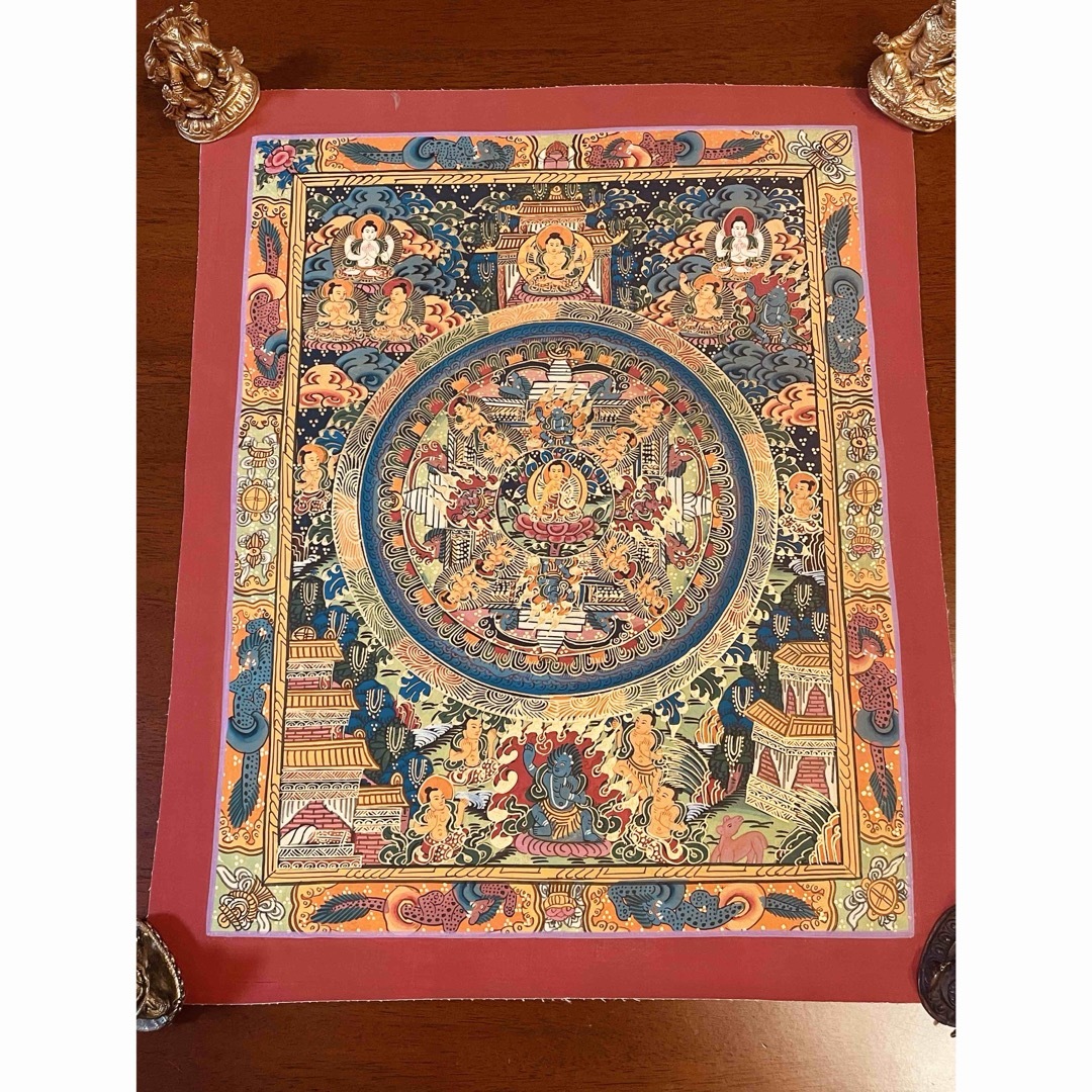 仏画 色紙 額装 2点セット 曼荼羅 仏教美術 仏画 色紙 額装 2点セット