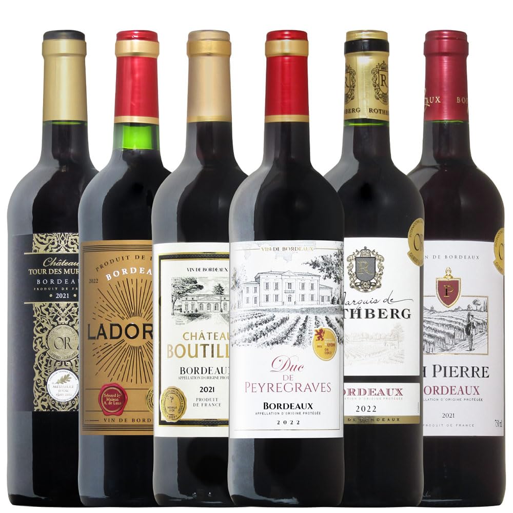 Amazon.co.jp: 全てボルドー金賞受賞 赤ワイン 6本 ワイン セット 飲み