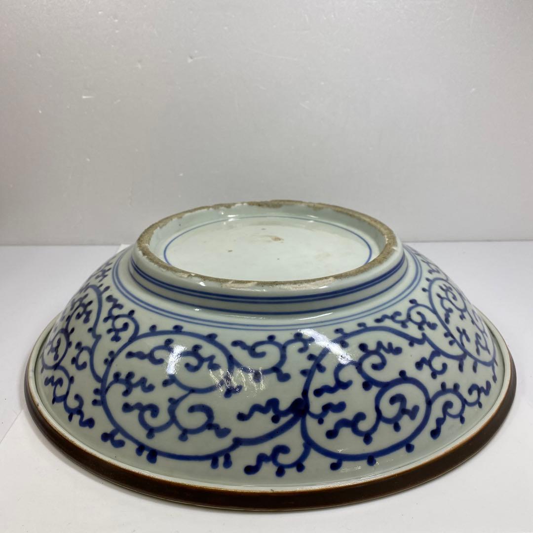 天保3年 古伊万里 極彩色 牡丹文 大皿 木箱付 タエオ 東さ