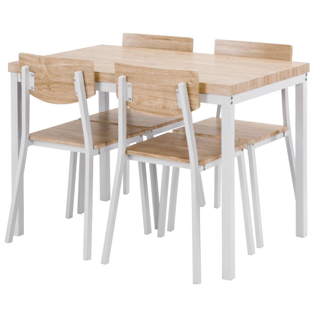 新品！4人掛けダイニングテーブル5点セット　オシャレNATURALｘWHITE