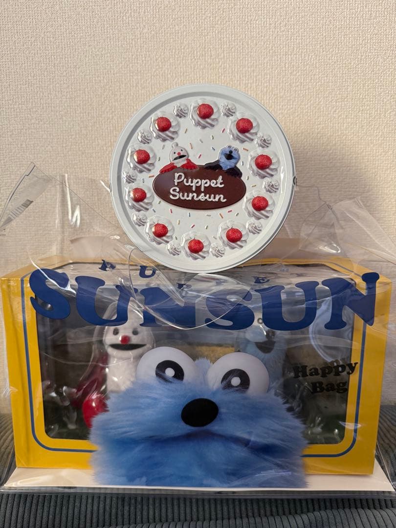 パペットスンスン　フィギュア　ハッピーバッグ　セブンイレブン+ケーキ缶 パペットスンスンの限定グッズが手に入るハッピーバッグが登場