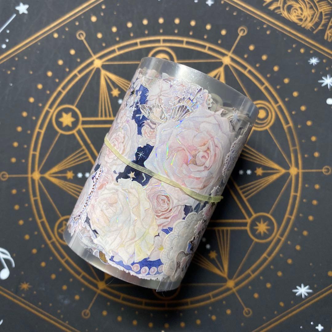 【9259】海外　マステ　中古巻　貝殻光マスキングテープ　お花　装飾系 9259】海外 マステ 中古巻 貝殻光マスキングテープ お花 装飾系