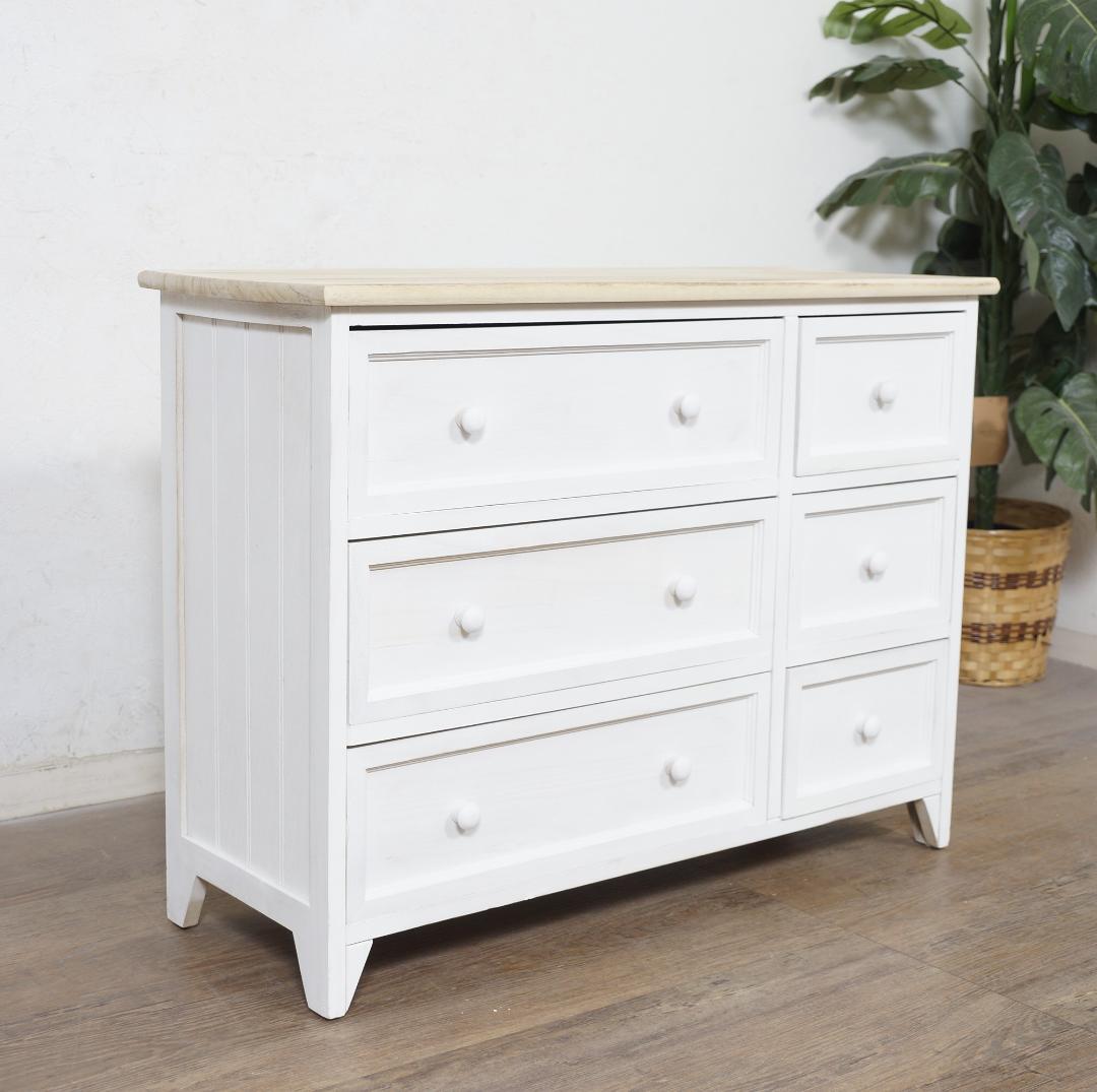 【新品・未使用】　ヨーロピアン調　チェスト　箪笥　幅　79ｃｍ ユアサプライムス.com｜チェスト 箪笥 タンス ホワイト アンティーク調