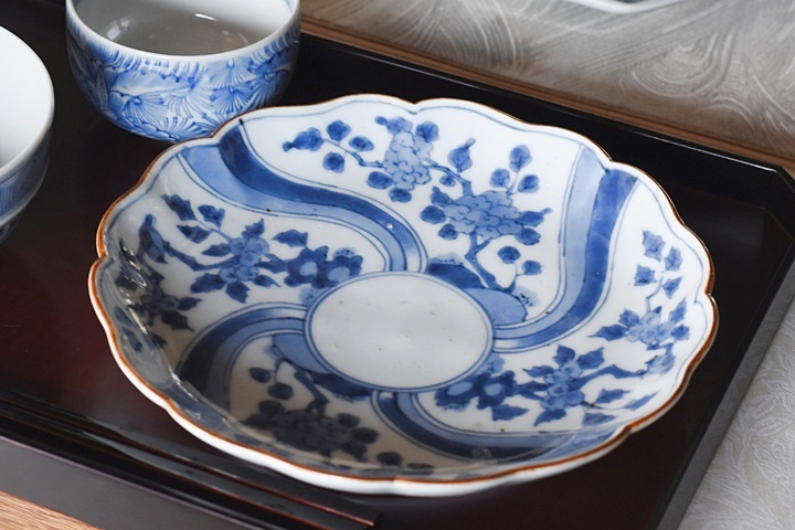 4076)古伊万里 染付皿 1枚 20cm 4076)古伊万里 染付皿 1枚 20cm 4076