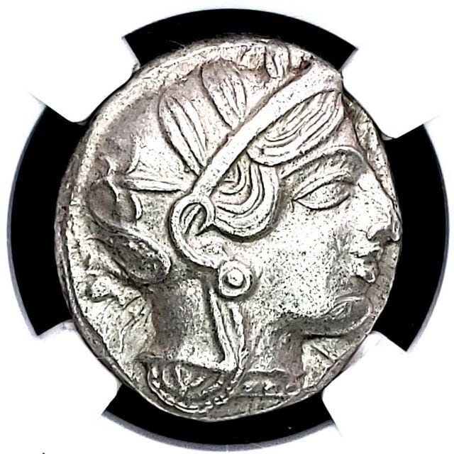 古代ギリシャ フクロウ銀貨 NGC CH AU 5/5 4/5