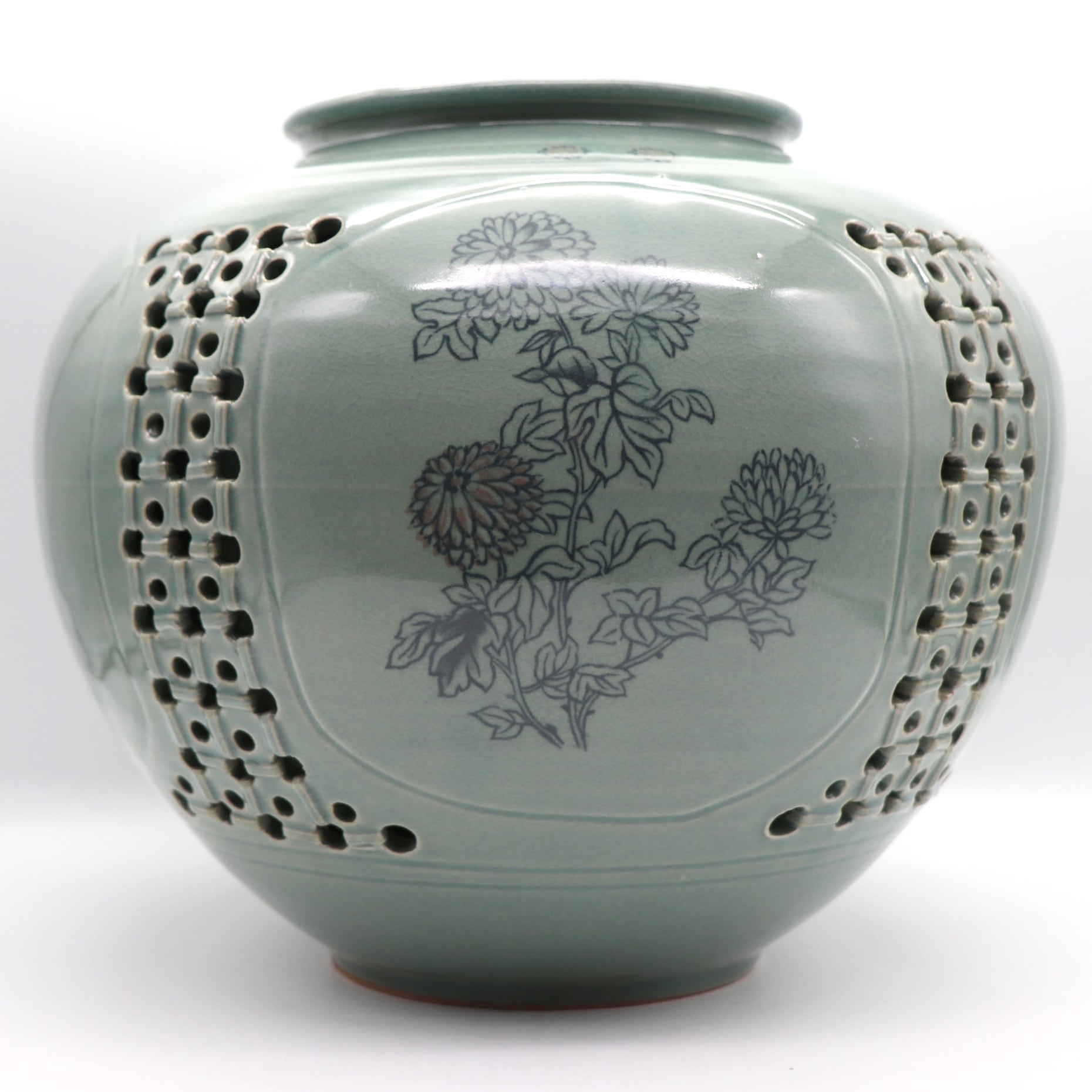 韓国美術 趙京 大花瓶 白磁 花色絵 高さ約42cm u03156 韓国美術 趙京