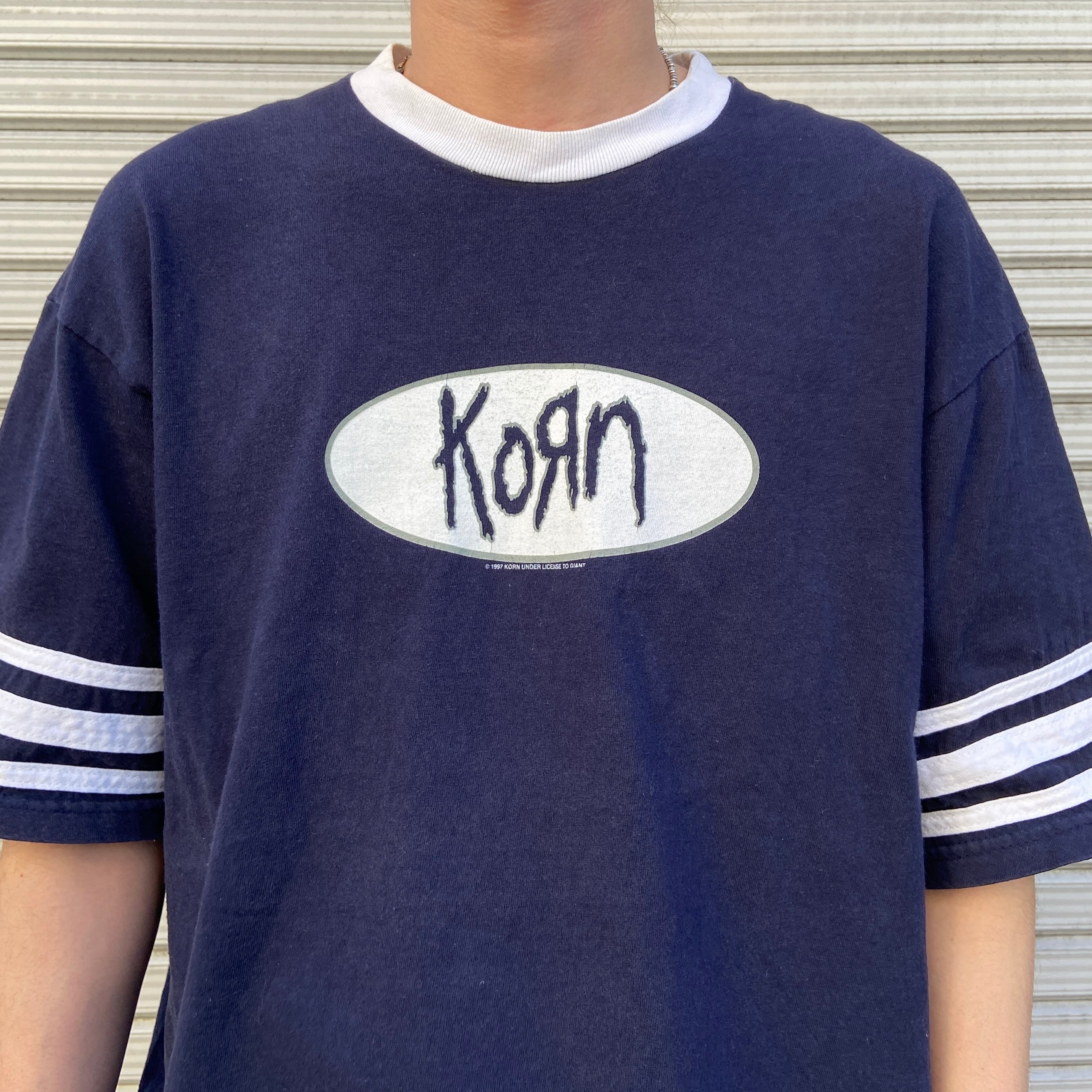 KORN TシャツネイビーXL コーンBIG EYES